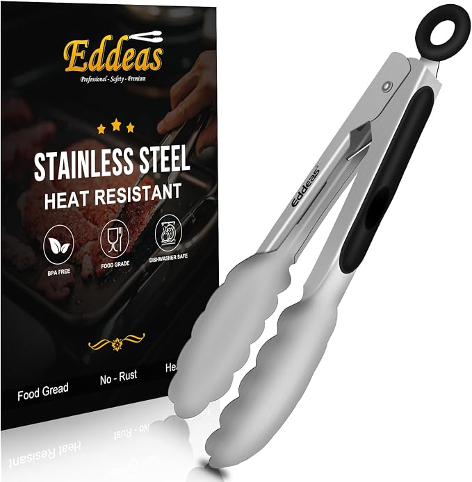 Eddeas Small Tongs For Cooking, Mini 7 inch Kitchen Tongs -Heat Resistant 600 by Eddeas