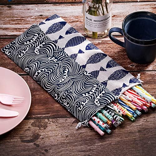 Tatuo 5 Pack Straw Carrying Case, 11.7 x 3.9 Inch Canvas Chopstick