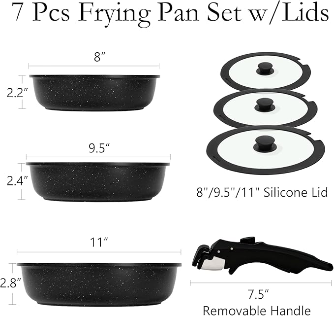 ESLITE LIFE Nonstick Ceramic Frying Pans Skillets Set - Image 2