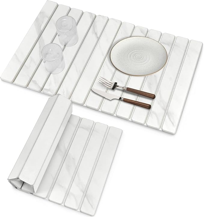 Large Stone Dish Drying Mats for Kitchen Counter, Fast Drying Collapsible Dish by tdcokhe
