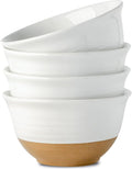 HASENSE Large Ceramic Soup Bowls Set of 4, 40 Oz 7 Inch White & Terracotta by Hasense