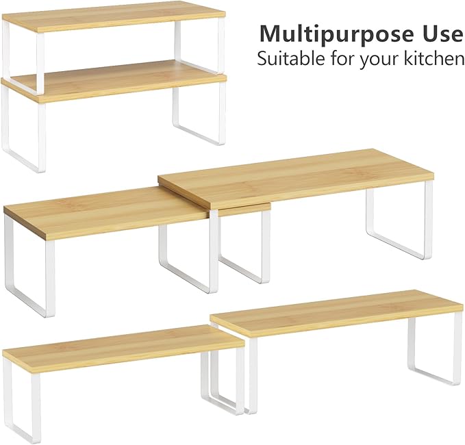 NEX Kitchen Cabinet and Counter Shelf Organizer, Stackable & Expandable - Image 4