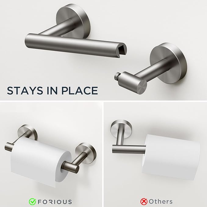 FORIOUS Toilet Paper Holder Wall Mount, SUS304 Stainless Steel Double Post - Image 3