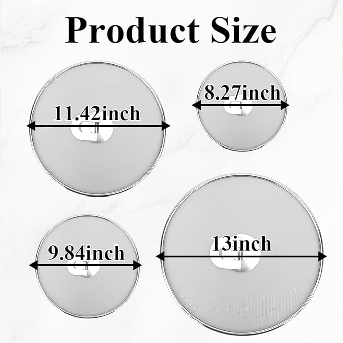 4 Pack Stainless Steel Grease Splatter Screen Set - Image 2