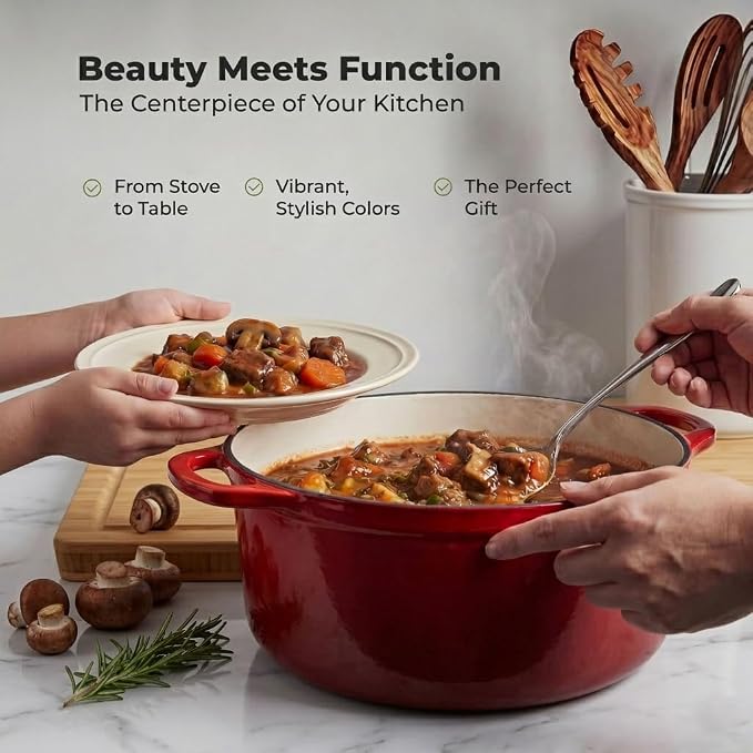 Zulay Kitchen 6.4QT Enameled Cast Iron Dutch Oven Pot - Image 6