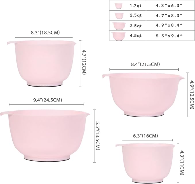 BoxedHome Nesting Plastic Mixing Bowl Set, 4 Piece Mixing Bowl Set - Image 4