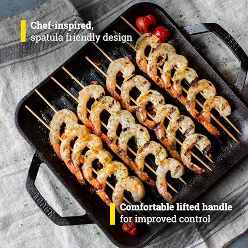 Lodge Chef Collection 11 Inch Pre-Seasoned Cast Iron Square Grill Pan