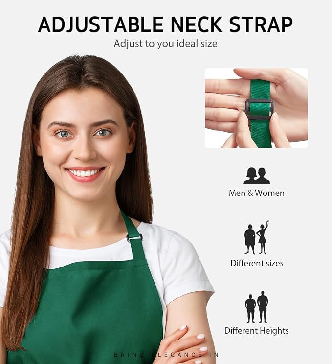 Syntus Apron for Men Women, Adjustable Cooking Kitchen Chef Aprons - Image 4