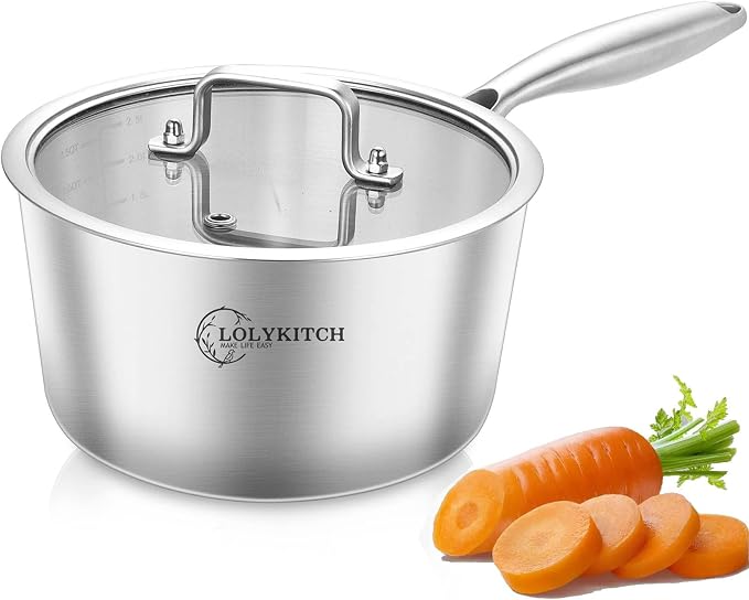 LOLYKITCH Tri-Ply Stainless Steel 2.5 QT Saucepan by LolyKitch
