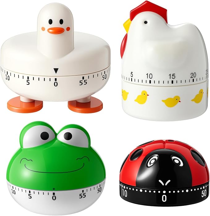 Amylove 4 Pieces Cute Kitchen Timer, Animal Mechanical Manual, 60 Minutes Loud by Amylove
