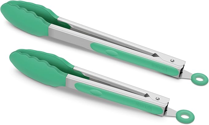 2 Pack Silicone Kitchen Tongs – 9" & 12" Set, Heat Resistant up to 500°F by ALLWIN-HOUSEWARE