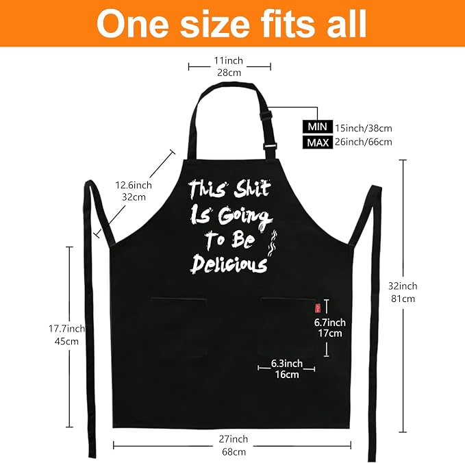 BBQ Funny Apron for Men, Chef Bib Apron - Image 4