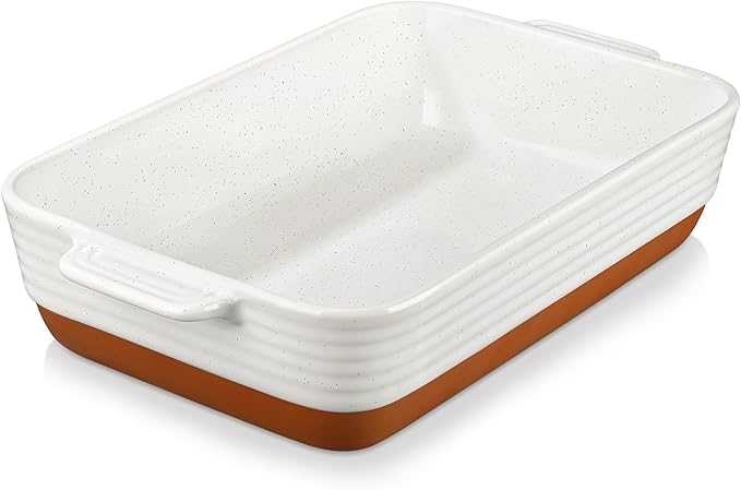 MALACASA Baking Dish 4.8 Qt Ceramic Casserole & Lasagna Pan, 9x13 Inch Deep by MALACASA