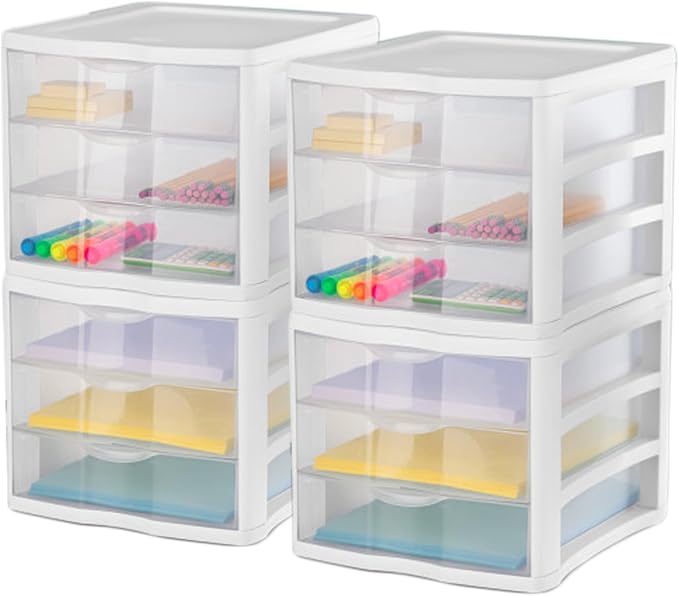 Sterilite ClearView Compact Stacking 3 Drawer Storage Organizer System - Image 5