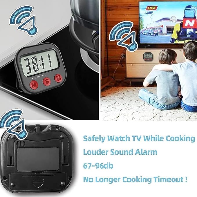 Kitchen Timer, Digital Visual Timer Magnetic Clock Stopwatch Countdown Timer - Image 5