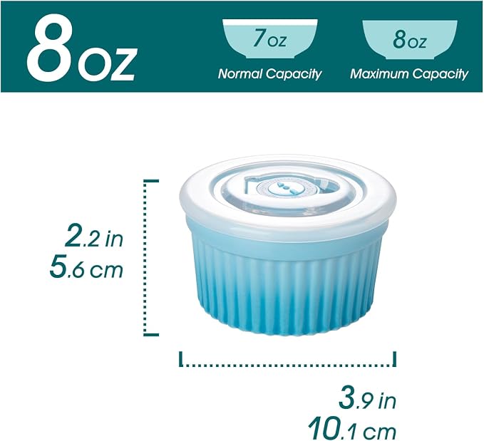 vancasso 8 oz Ramekins with Lid, Porcelain Creme Brulee Souffle Dishes - Image 2