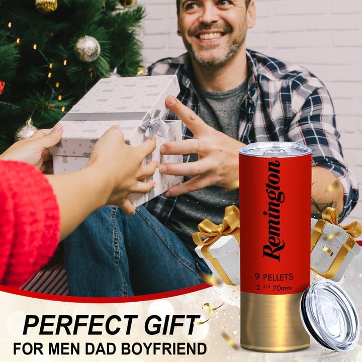 Funny Tumbler for Men Shotgun Shell 20oz Insulated Skinny Cup