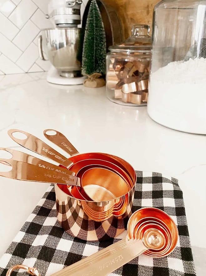 Copper Measuring Cups and Spoons Stainless Steel 9 pieces - Image 9