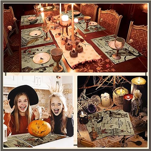 Umigy 6 Pcs Halloween Placemats 12"x18" Gothic Bat Placemats Kitchen