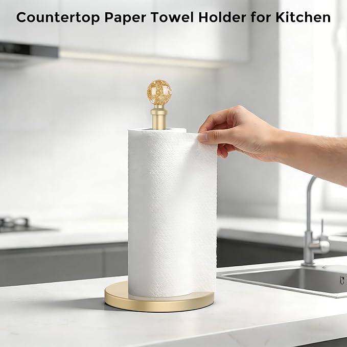Gold Paper Towel Holder Countertop, Unique Gold Ball Decor, Brass Paper Towel - Image 6