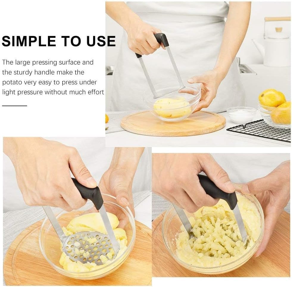 Potato Masher, Stainless Steel Integrated Masher Kitchen Tool & Food
