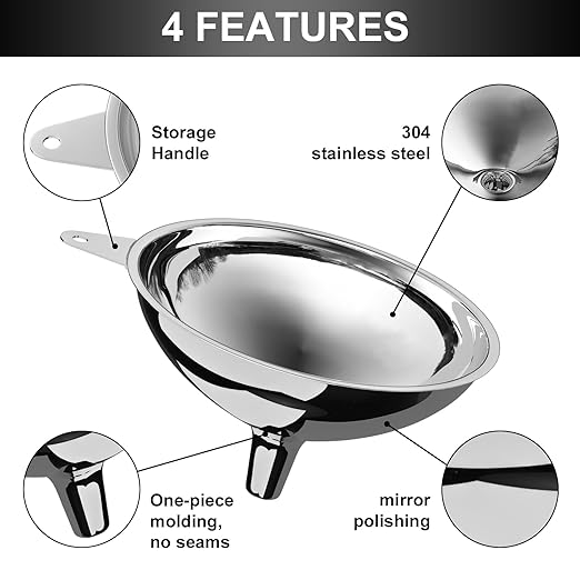 serinar Stainless Steel Large Funnel, Metal Funnel - Image 3
