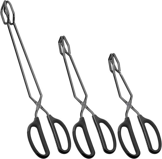 HINMAY 10" 12" 16" Stainless Steel Kitchen Tongs Set, Non-Slip Comfortable Grip by HINMAY