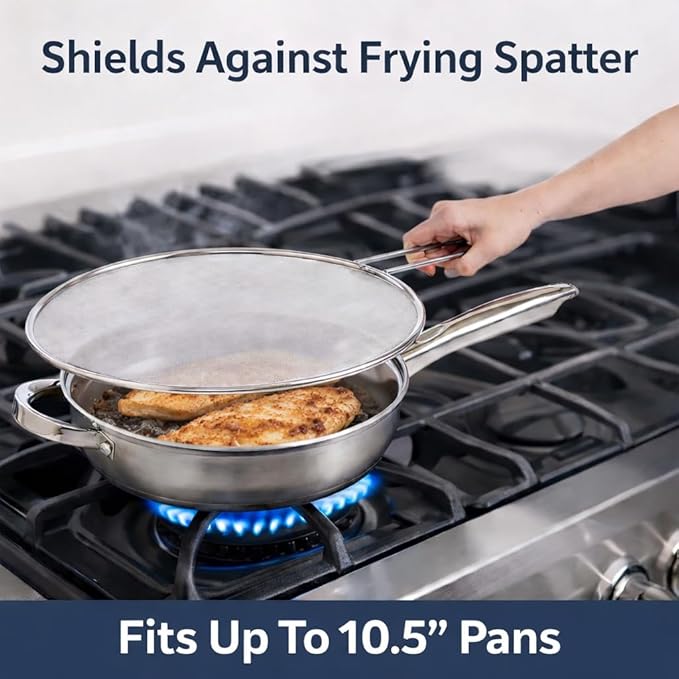 HIC Kitchen Splatter Screen, 18/8 Stainless Steel - Image 2