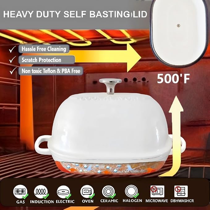 Cast Iron Bread Oven, 6 QT Bread Oven, Thick Enameled Loaf Pan - Image 8
