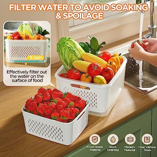 5-Pack Fruit Storage Containers with Removable Colanders