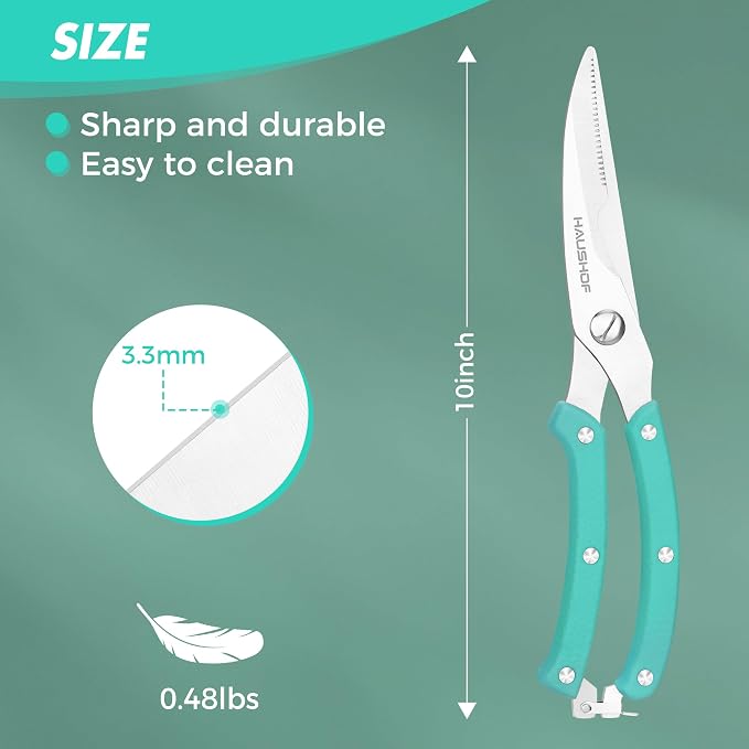 HAUSHOF Kitchen Shears for Food, Heavy Duty Poultry Shears, Stainless Steel - Image 7