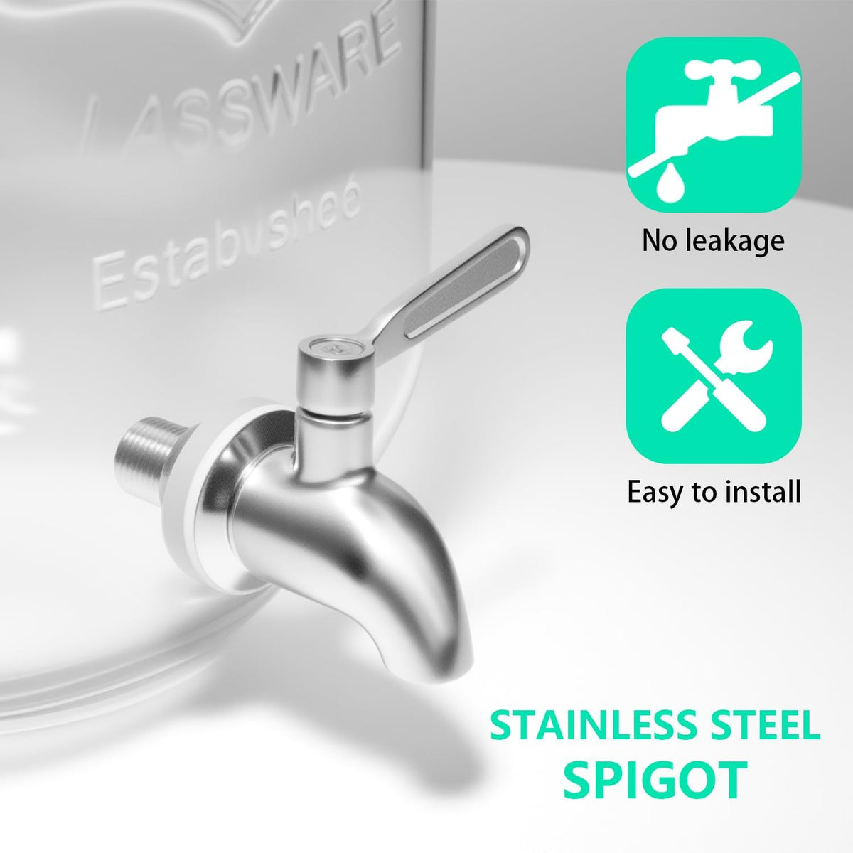 1 Gallon Glass Drink Dispenser with Stand & Stainless Steel Spigot,2