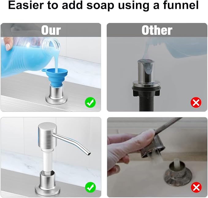 Soap Dispenser for Kitchen Sink, Stainless Steel Built in Soap Dispenser - Image 5