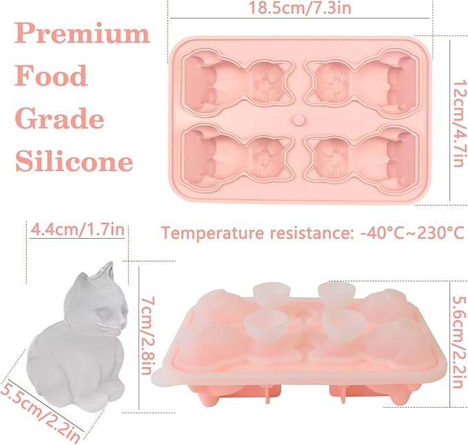 Cat Ice Cube Tray Silicone Large Ice Cube Mold, Fun Shapes Ice Cube Trays - Image 6