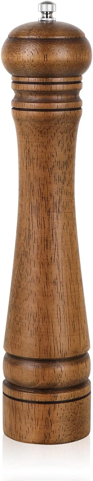 1Pack Wood Pepper Grinder, XWXO 10 Inch Salt Mill Pepper Shaker, Pepper Mill by XWXO
