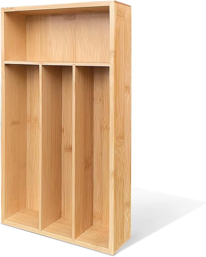 guiogc Bamboo Silverware Organizer, Kitchen Drawer Organizer - Image 5