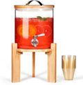Glass Beverage Dispenser with Bamboo Stand and Lid, Iced 1.5 Gallon Drink by StrirumoHome