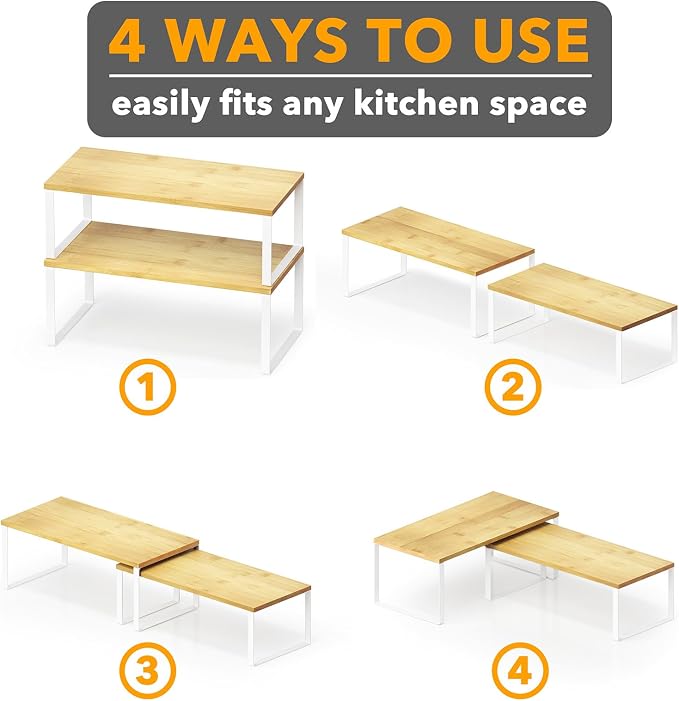 SpaceAid Cabinet Shelf Organizers 2 Pack, Kitchen Counter Rack Shelves Riser - Image 6