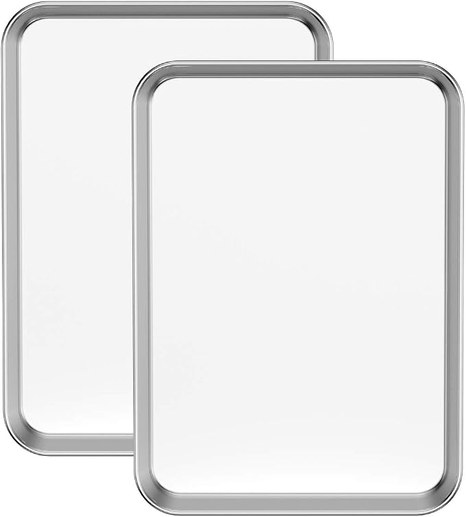 Baking Sheets Set of 2, Bastwe Stainless Steel Baking Pan Tray Cookie Sheet by BASTWE