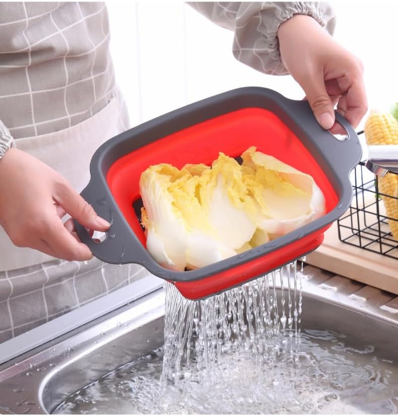 NIWWIN Pack of 2 Foldable Pasta Strainers, Foldable Kitchen Colander