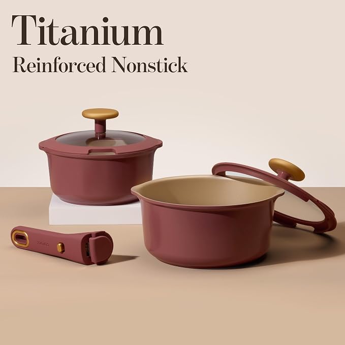 CAROTE 2.0Qt & 3.0Qt Titanium Nonstick Reinforced Sauce Pan Sets - Image 3