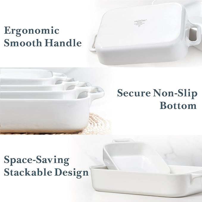 ONEMORE Casserole Dishes for Oven, 9.5"x15.4" Baking Dishes Set of 4, Ceramic - Image 4