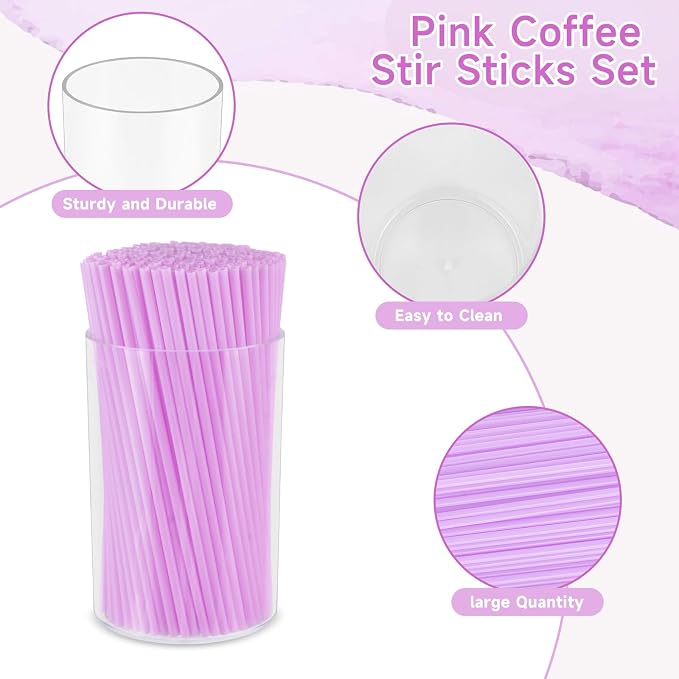 500 Pcs Lavender Purple Coffee Stir Sticks Set Lilac Purple Cocktail Straws - Image 3