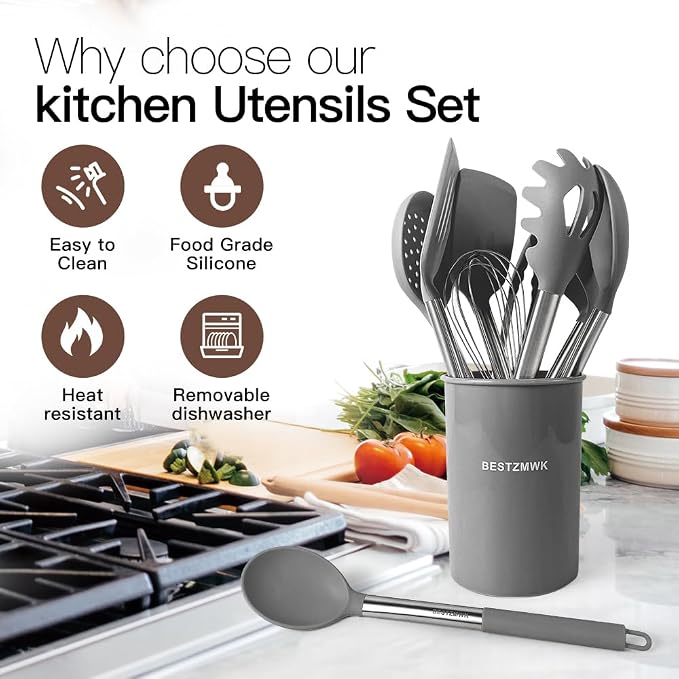 Kitchen Utensils Set-Silicone Cooking Utensils-32pcs Non-Stick Silicone Cooking - Image 3