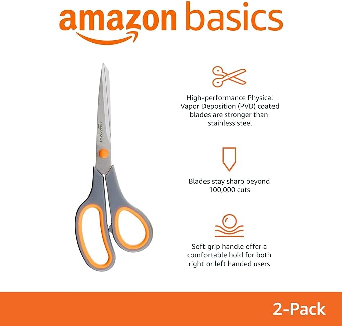 Amazon Basics Multipurpose Stainless Steel Scissors - Image 2