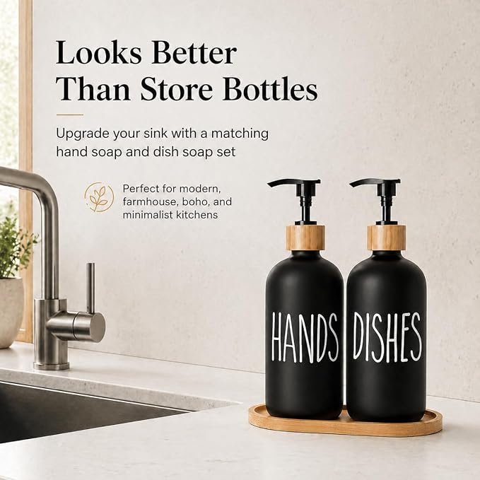 Dish Soap Dispenser for Kitchen Sink.Glass Hand Soap Dispenser, Modern - Image 5
