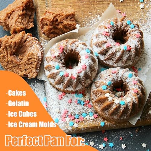 3 Pack Mini Fluted Tube Cake Pan, Non-Stick 12 Cavity Cake Baking Pan