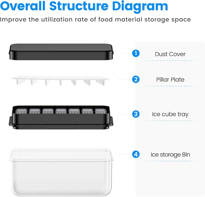 Ice Cube Tray with Lid and Bin, Ice Trays - Image 7
