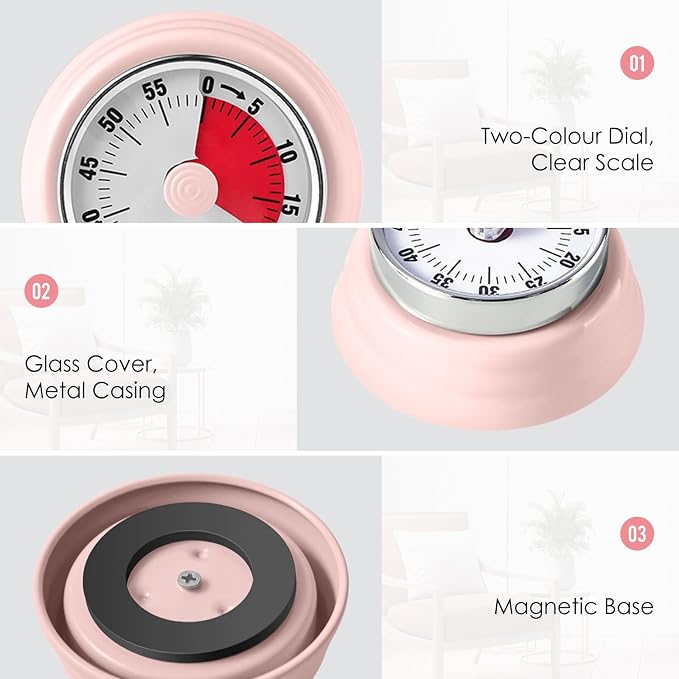 Visual Timer, Teeloray 60-Minute Countdown Timer, Kitchen Timer - Image 5