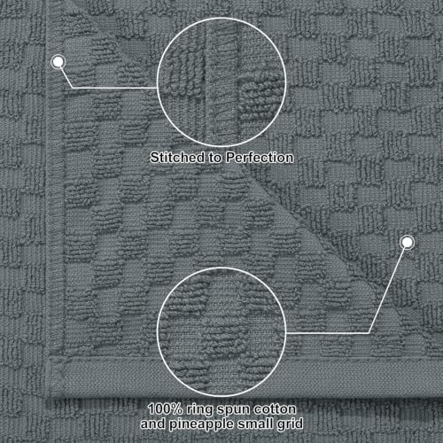 Homaxy 8 Pack 100% Cotton Kitchen Towels and Dishcloths Set, Dark Grey